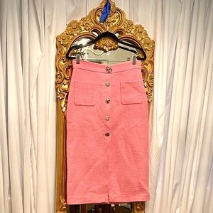 Zara pink button textured skirt